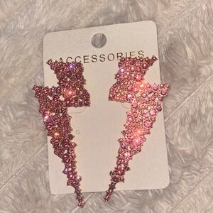 Pink Lightning Bolt Earrings